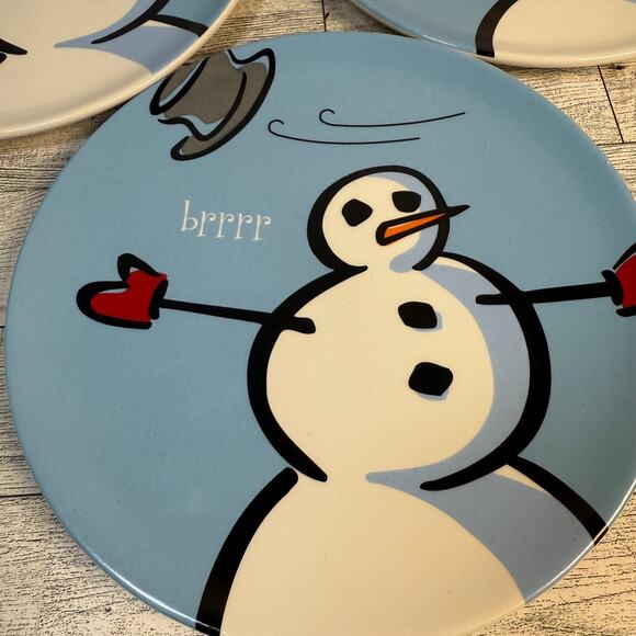 3 Blue Brrrr Snowman Salad Plate by Gibson Designs, Warm Wishes, Christmas - Picture 2 of 6